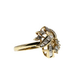 Sparkling Ribbons  - Vintage 14K Gold Natural Diamond Ring (VR1028)