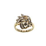 Sparkling Ribbons  - Vintage 14K Gold Natural Diamond Ring (VR1028)