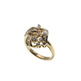 Sparkling Ribbons  - Vintage 14K Gold Natural Diamond Ring (VR1028)