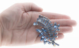 Rays Of Blue - Vintage 'Continental' Rhodium Plated Austrian Swarovski Crystal Brooch (VBR203)
