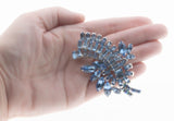 Rays Of Blue - Vintage 'Continental' Rhodium Plated Austrian Swarovski Crystal Brooch (VBR203)