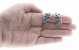 Rays Of Blue - Vintage Signed 'Continental' Rhodium Plated Austrian Swarovski Crystal Rhinestone Clip-On Earrings(VE352)