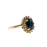 For A Princess - Vintage 14K Gold Natural Sapphire & Diamond Cluster Ring (VR1029)