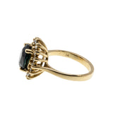 For A Princess - Vintage 14K Gold Natural Sapphire & Diamond Cluster Ring (VR1029)