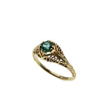Antique Green - Edwardian 14K Gold Natural Emerald Filigree Ring (EDR088)
