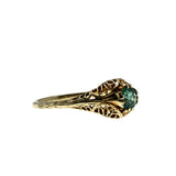 Antique Green - Edwardian 14K Gold Natural Emerald Filigree Ring (EDR088)