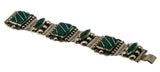 Cultural Adornment - Vintage Signed ALPACCA MEXICO Green Onyx Bracelet (VE354)