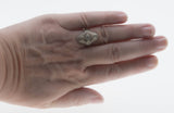 Downton Elegance - Edwardian 18K White Gold Natural 'Old Mine Cut' Diamond Filigree Shield Ring  (EDR089)