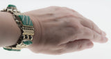 Cultural Adornment - Vintage Signed ALPACCA MEXICO Green Onyx Bracelet (VE354)