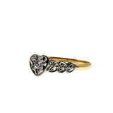 Romantic Proposal - Edwardian English 18K Gold & Platinum Natural 'Old European Cut' Diamond Heart Engagement Ring (EDR091)