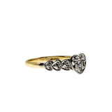 Romantic Proposal - Edwardian English 18K Gold & Platinum Natural 'Old European Cut' Diamond Heart Engagement Ring (EDR091)