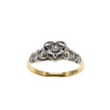 Romantic Proposal - Edwardian English 18K Gold & Platinum Natural 'Old European Cut' Diamond Heart Engagement Ring (EDR091)