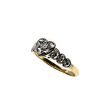 Romantic Proposal - Edwardian English 18K Gold & Platinum Natural 'Old European Cut' Diamond Heart Engagement Ring (EDR091)