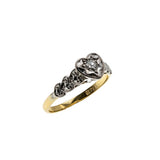 Romantic Proposal - Edwardian English 18K Gold & Platinum Natural 'Old European Cut' Diamond Heart Engagement Ring (EDR091)