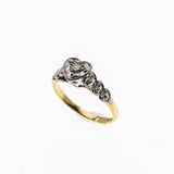 Romantic Proposal - Edwardian English 18K Gold & Platinum Natural 'Old European Cut' Diamond Heart Engagement Ring (EDR091)