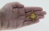 Ornate Delicacy - Vintage Gold Plated Crystal Rhinestone, Pearl & Porcelain Floral Brooch (VBR310)