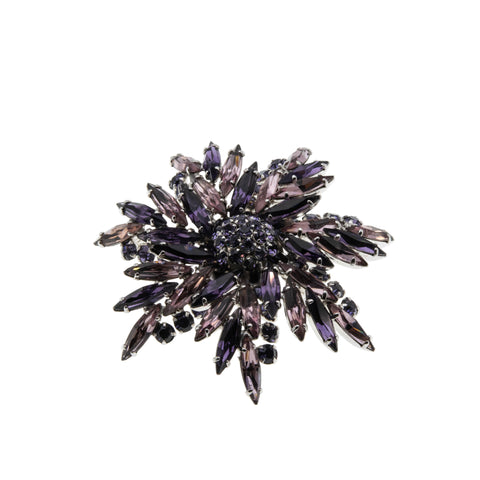 Violets & Lilacs - Vintage Signed 'Sherman' Austrian Swarovski Crystal Rhinestone Flower Brooch (VBR311)