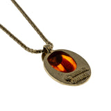 Sarah Coventry - Vintage Signed 'SC' Gold Plated Amber Glass Pendant & Chain (VP257)