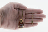 Sarah Coventry - Vintage Signed 'SC' Gold Plated Amber Glass Pendant & Chain (VP257)