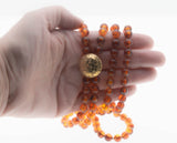 Sarah Coventry - Vintage Gold Plated Simulated Amber Bead Necklace & Earring Set (VN228)