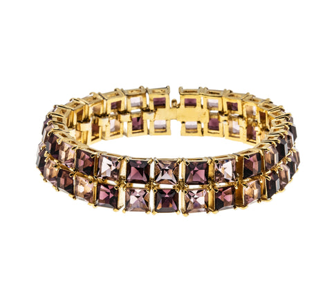 Autumn Hues - Vintage Gold Plated Crystal Rhinestone Tennis Bracelet (VB126)