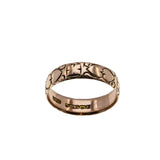 Love & Faith - Edwardian Dated '1904' English 9K Rose Gold 'Hearts & Crosses' Engraved Wedding Band Ring (EDR092)