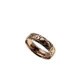 Love & Faith - Edwardian Dated '1904' English 9K Rose Gold 'Hearts & Crosses' Engraved Wedding Band Ring (EDR092)