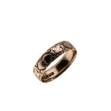 Love & Faith - Edwardian Dated '1904' English 9K Rose Gold 'Hearts & Crosses' Engraved Wedding Band Ring (EDR092)