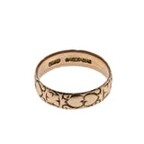 Love & Faith - Edwardian Dated '1904' English 9K Rose Gold 'Hearts & Crosses' Engraved Wedding Band Ring (EDR092)