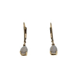 Snow Drops - Vintage 10K Gold Natural Australian Opal French Lever-Back Dangly Earrings (VE483)