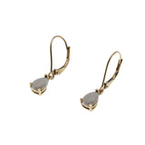 Snow Drops - Vintage 10K Gold Natural Australian Opal French Lever-Back Dangly Earrings (VE483)