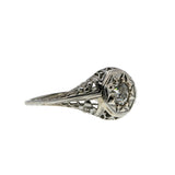 Starlight - Edwardian 18K White Gold 'Star-Set' Natural 'Old European Cut' Diamond 'Forget Me Knot' Filigree Ring (EDR094)
