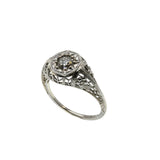 Starlight - Edwardian 18K White Gold 'Star-Set' Natural 'Old European Cut' Diamond 'Forget Me Knot' Filigree Ring (EDR094)