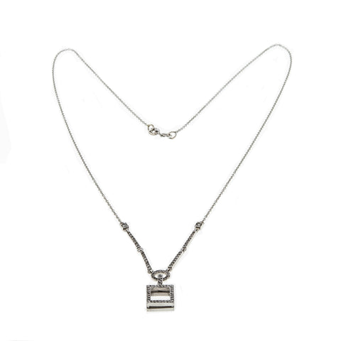 Linear Lines - Estate Art Deco Revival Italian 14K White Gold Diamond Necklace (EN022)