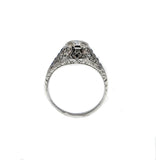 Extraordinary Proposal - Art Deco 18K White Gold Natural Diamond & Sapphire Engagement Ring (ADR289)