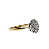 Sparkling Daisy - Edwardian English Platinum 18K Gold Natural 'Old European Cut' Diamond Flower Ring (EDR095)