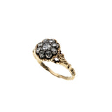 A Moment In Time - Georgian 14K Gold, Silver Natural Dutch Rose Cut Diamond Carved Daisy Cluster Ring (GR033)