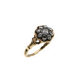 A Moment In Time - Georgian 14K Gold, Silver Natural Dutch Rose Cut Diamond Carved Daisy Cluster Ring (GR033)