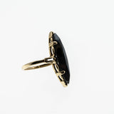 Alaskan Nights - Vintage 10K Gold Natural Black Alaskan Diamond Marquise Ring (VR1031)