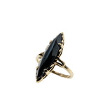 Alaskan Nights - Vintage 10K Gold Natural Black Alaskan Diamond Marquise Ring (VR1031)