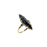 Alaskan Nights - Vintage 10K Gold Natural Black Alaskan Diamond Marquise Ring (VR1031)