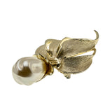 Elegant Flower - Vintage Signed 'Sarah Coventry' Gold Plated Baroque Pearl Brooch (VBR313)