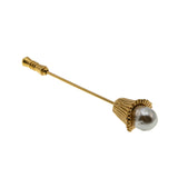 Couture & Elegance - Vintage Gold Plated Baroque Pearl Flower Stick Pin Brooch (VBR315)