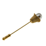Couture & Elegance - Vintage Gold Plated Baroque Pearl Flower Stick Pin Brooch (VBR315)