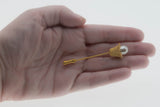 Couture & Elegance - Vintage Gold Plated Baroque Pearl Flower Stick Pin Brooch (VBR315)