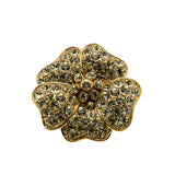Sparkling Flower - Vintage Signed 'MONET' Gold Plated Austrian Swarovski Crystal Rhinestone Brooch (VBR316)