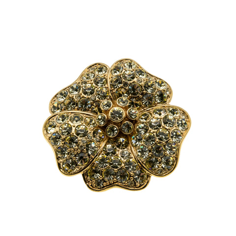 Sparkling Flower - Vintage Signed 'MONET' Gold Plated Austrian Swarovski Crystal Rhinestone Brooch (VBR316)