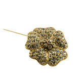 Sparkling Flower - Vintage Signed 'MONET' Gold Plated Austrian Swarovski Crystal Rhinestone Brooch (VBR316)