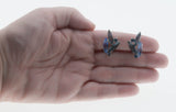 Shades Of Blue - Vintage Rhodium Plated Crystal Rhinestone Clip-On Earrings (VE484)