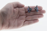 Shades Of Blue - Vintage Rhodium Plated Crystal Rhinestone Clip-On Earrings (VE484)